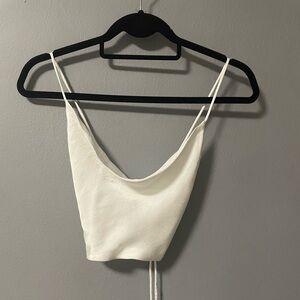 Zara satin white cowl neck crop top with an adjustable strappy back. X-Small